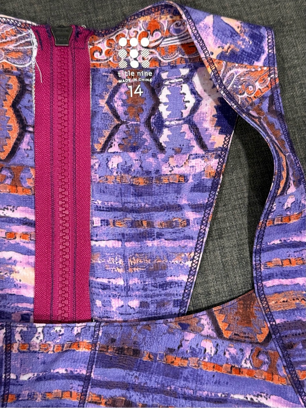 Title Nine Purple and Orange Patterned Tech Dress - Picture 6 of 7